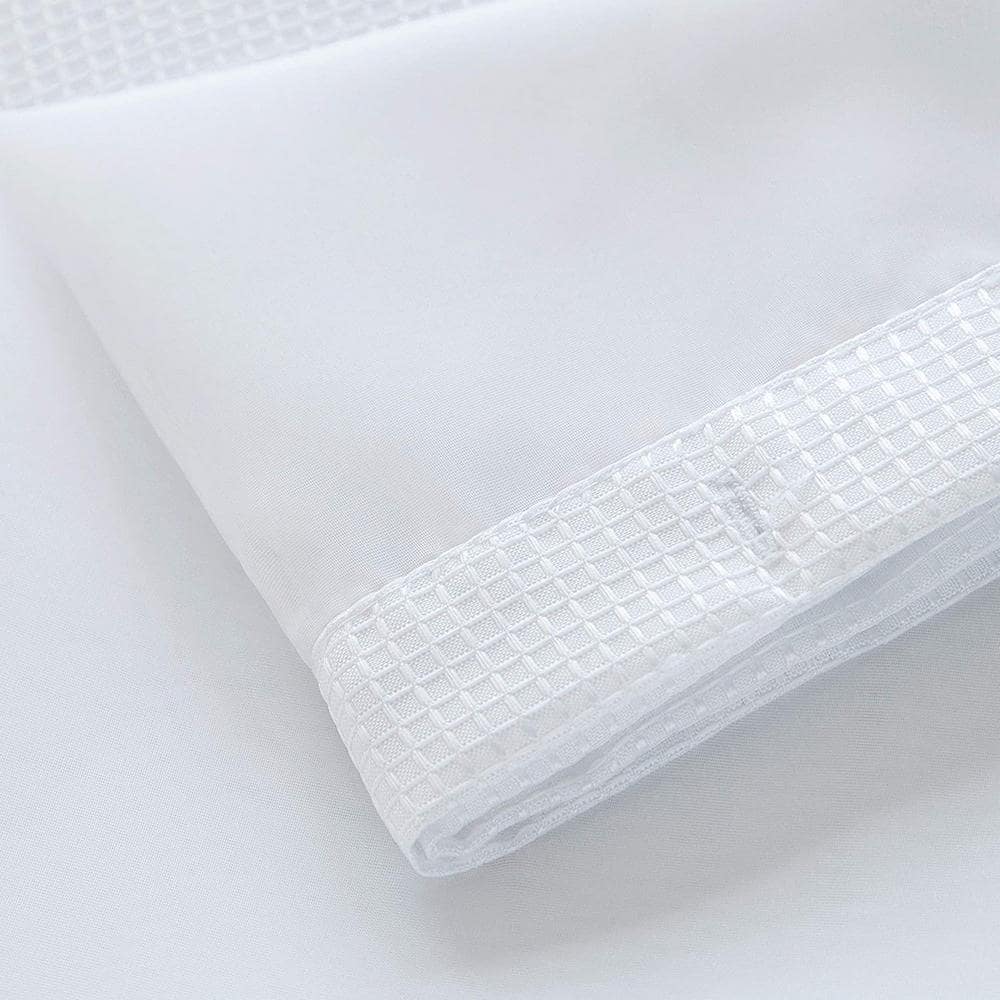 White Waffle Weave Fabric Shower Curtain with Detachable Liner