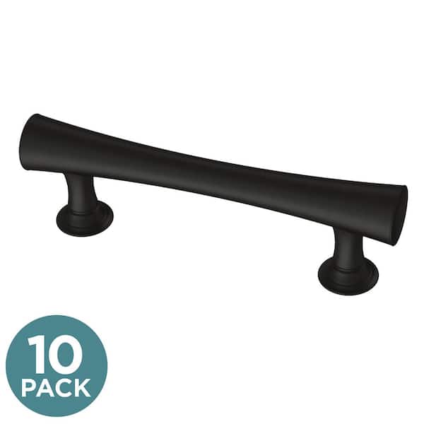 10-Pack Drum 3 in. (76 mm) Modern Matte Black Cabinet Drawer Pulls