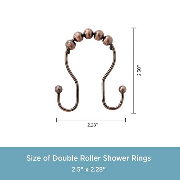 Kenney Beaded Roller Shower Curtain Double Hooks - Oil Rubbed Bronze