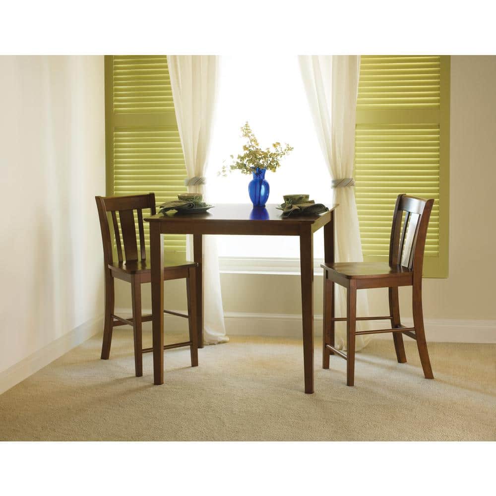 San Remo 24" Espresso Solid Wood Counter-Height Stool