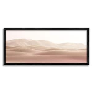 "Pink Sunburnt Sandy Dessert Distant Hills Landscape" by Kim Allen Framed Nature Wall Art Print 10 in. x 24 in.