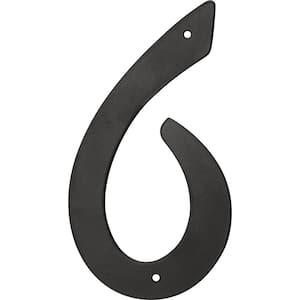 4 in. Black Nail-On Aluminum House Number 6