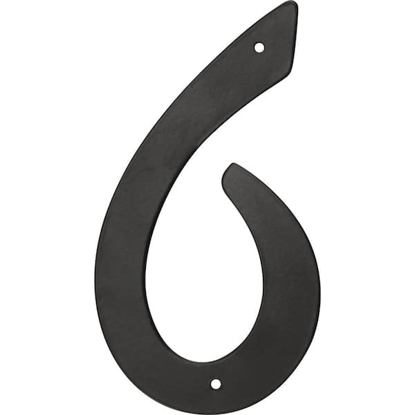 Everbilt 4 in. Black Nail-On Aluminum House Number 6