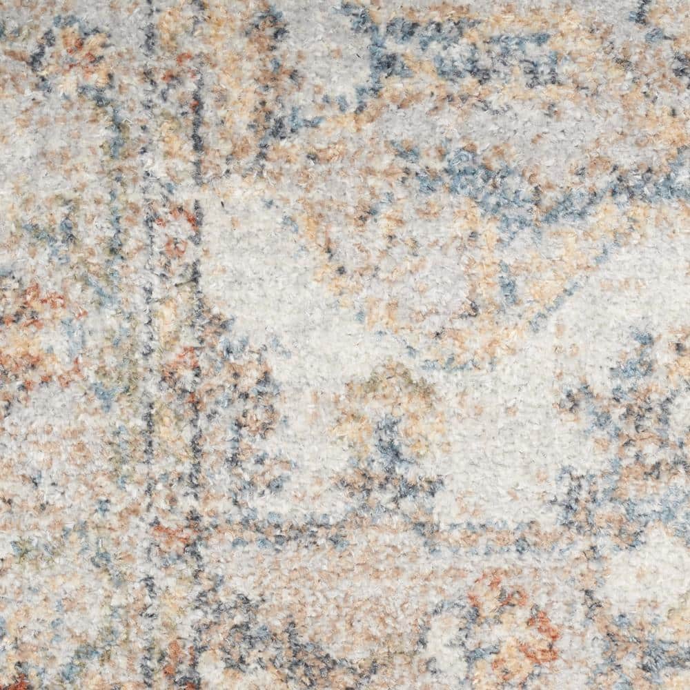 Grey Multicolor Synthetic Medallion Runner Rug 2'2" x 8'