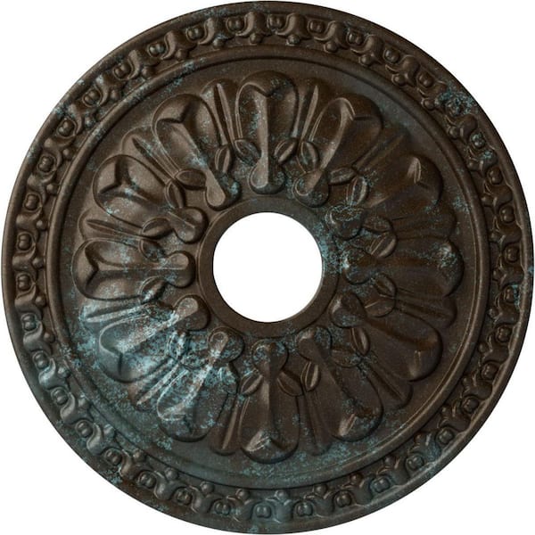 Ekena Millwork 1-3/8" x 18" x 18" Polyurethane Warsaw Ceiling Medallion, Bronze Blue Patina