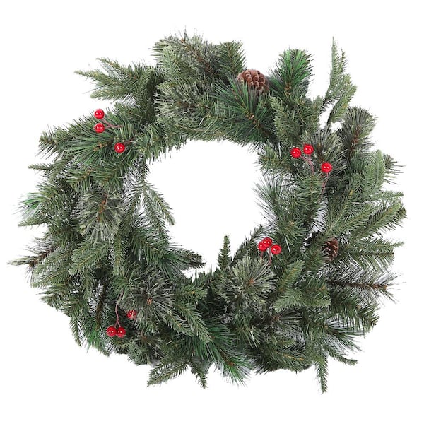 LuxenHome 2 ft. Artificial Wreath with Mixed Berries and Pinecones