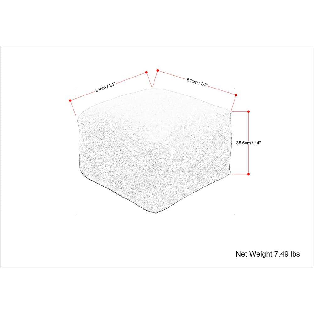 Ivory Boucle Square Pouf with Polystyrene Filling