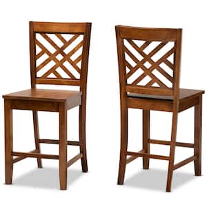 Caron 42.5 in. Walnut Brown Low Back Wood Counter Height Bar Stool
