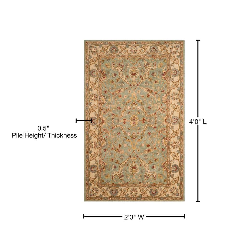 Antiquity Teal and Beige Hand-Tufted Wool Round Rug