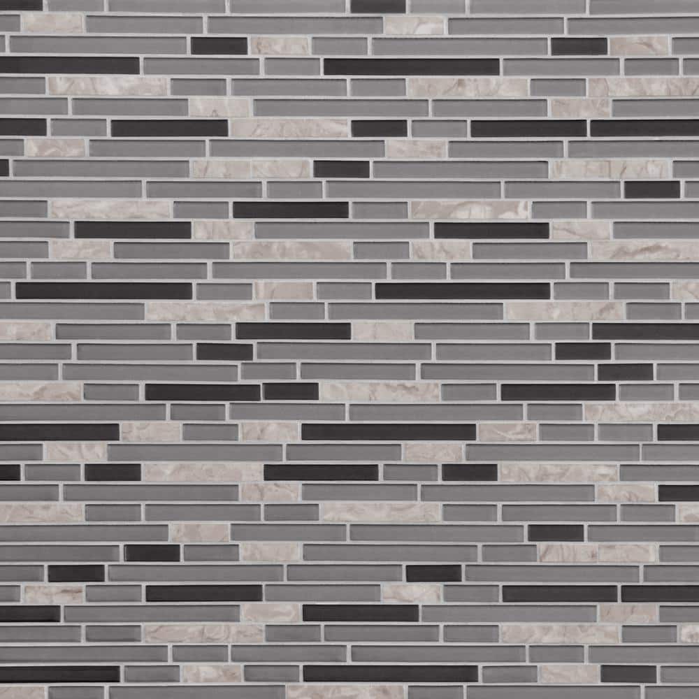 Gray and Black Glass Stone Mosaic Tile 12" x 12"