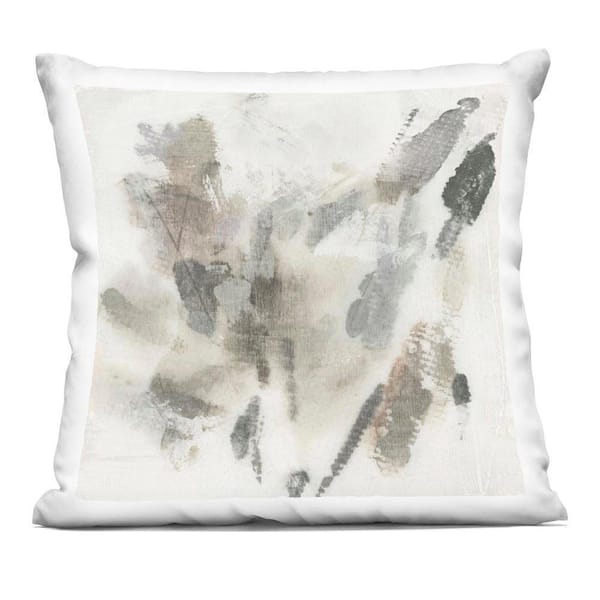Soft Embers on Beige Off-White Abstract Zipper Polyester 18 in. x 18 in. Throw Pillow