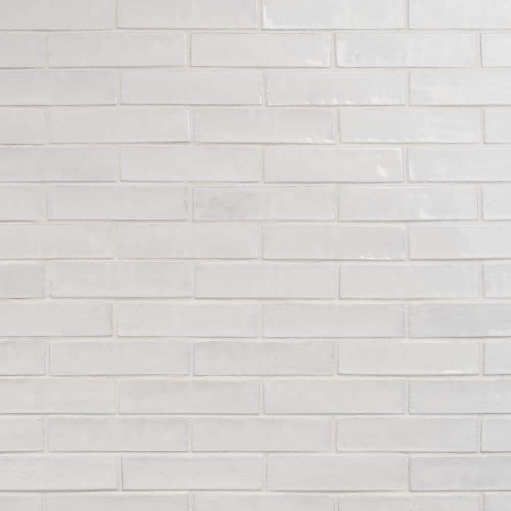 Orion White Glossy Ceramic Subway Wall Tile 2" x 8"