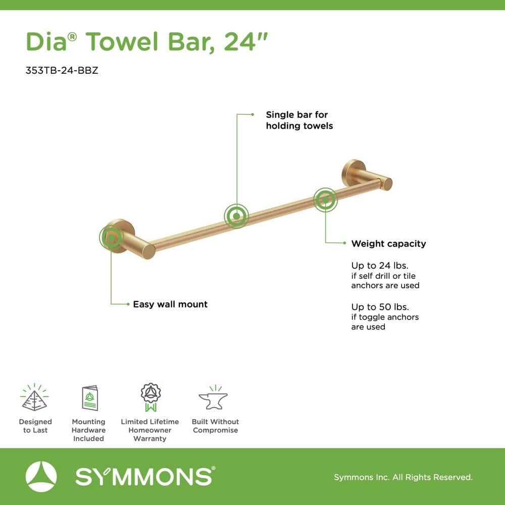 Dia 24" Brushed Bronze Wall Mounted Metal Towel Bar