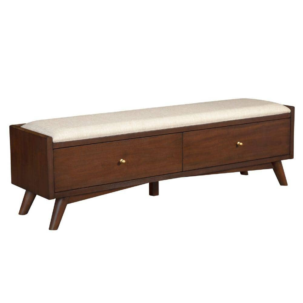 Benjara 59 In. Brown Backless Bedroom Bench With Two Smooth Gliding ...