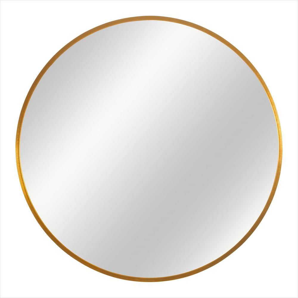 Elegant Gold 16 in. W x 16 in. H Aluminum Alloy Fine-Edged Round Mirror Dec