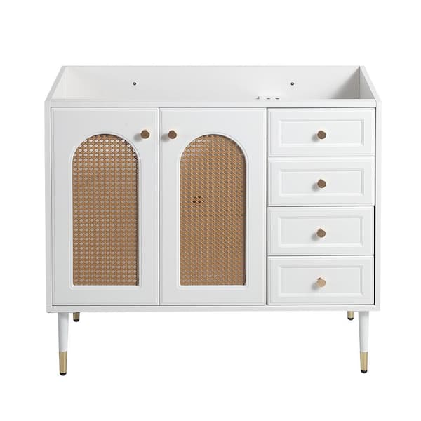 36 in. W x 18.3 in. D x 32.28 in. H Single Sink Freestanding Bath Vanity in White with White Ceramic Top