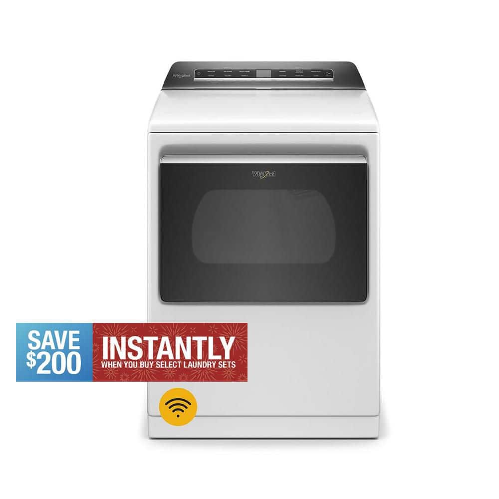 7.4 cu. ft. White Electric Dryer with Steam and Advanced Moisture Sensing Technology, ENERGY STAR