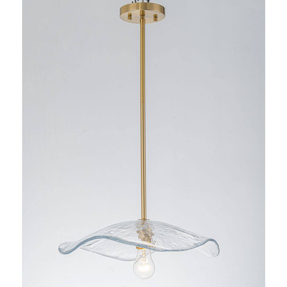 16 in. 1-Light Antique Brass Pendant Light Fixture with Clear Glass for Kitchen Island and Bedroom price history on PriceWatchPro