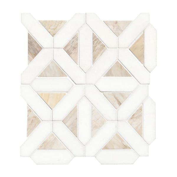 Angora Geometric Pattern 12x12x0.38 in. Polished Marble Mosaic Architectural Lattice Design Floor Tile(10 sq. ft./Case)