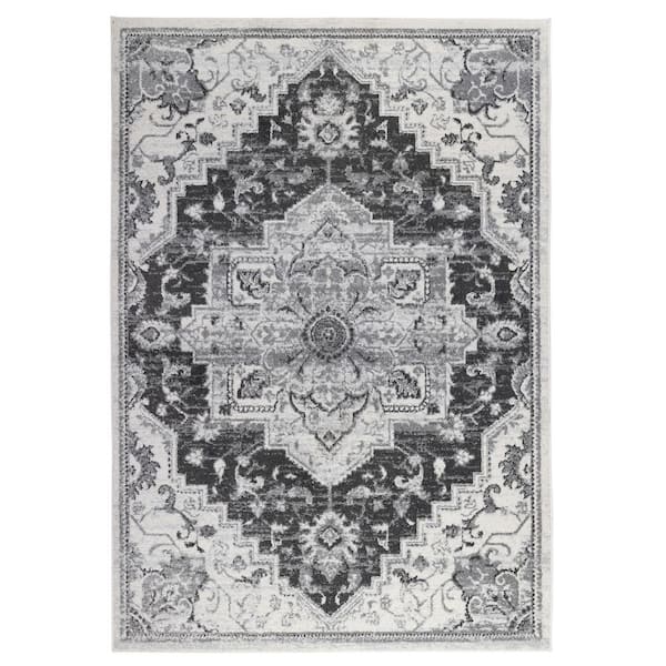 Amer Rugs Alexandria 6 ft. X 8 ft. Dark Gray Medallion Area Rug
