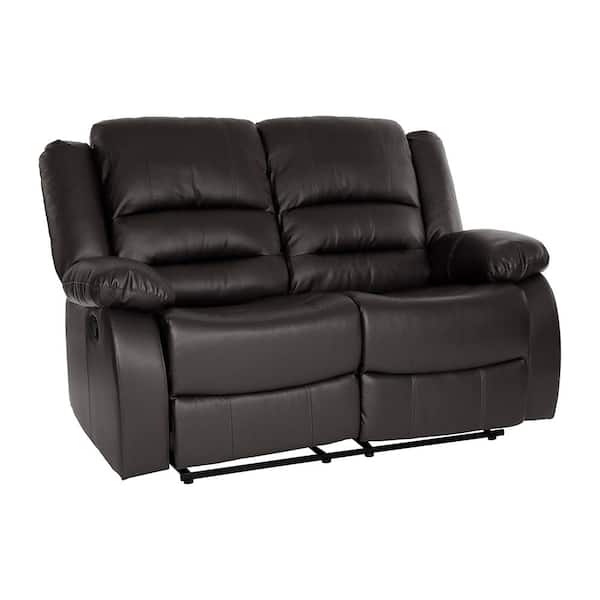 Lazzara Greeley 58.5 in. W Brown Faux Leather Manual Double Reclining Loveseat