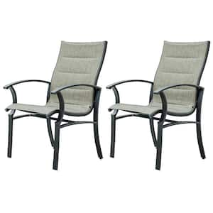 Patio Steel Outdoor Dining Chair with Textilene Mesh Fabric in Gray Set of 2