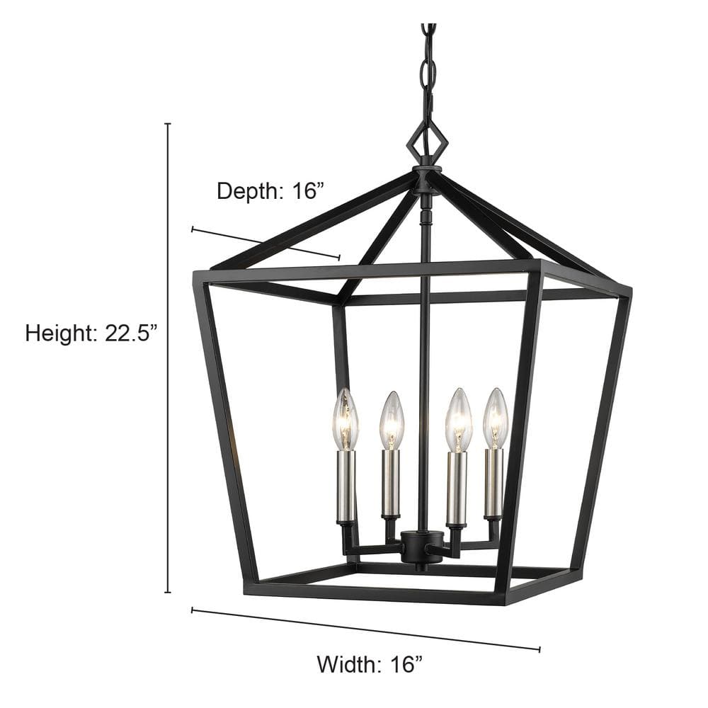 Sleek Matte Black Steel 4-Light Island Pendant for Indoor/Outdoor