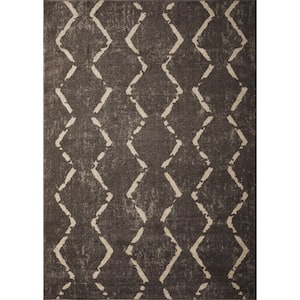 Kissandrah Brynder Brown 9 ft. 10 in. x 12 ft. 10 in. Geometric Polypropylene Area Rug