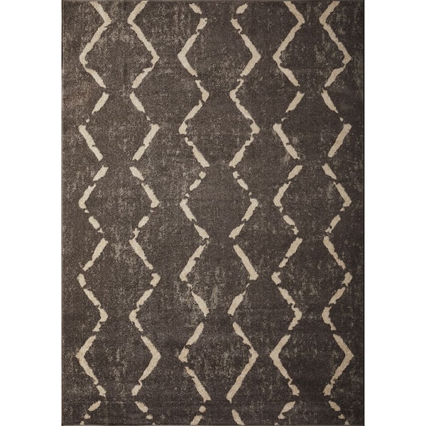 LOOMAKNOTI Kissandrah Brynder Brown 9 ft. 10 in. x 12 ft. 10 in. Geometric Polypropylene Area Rug