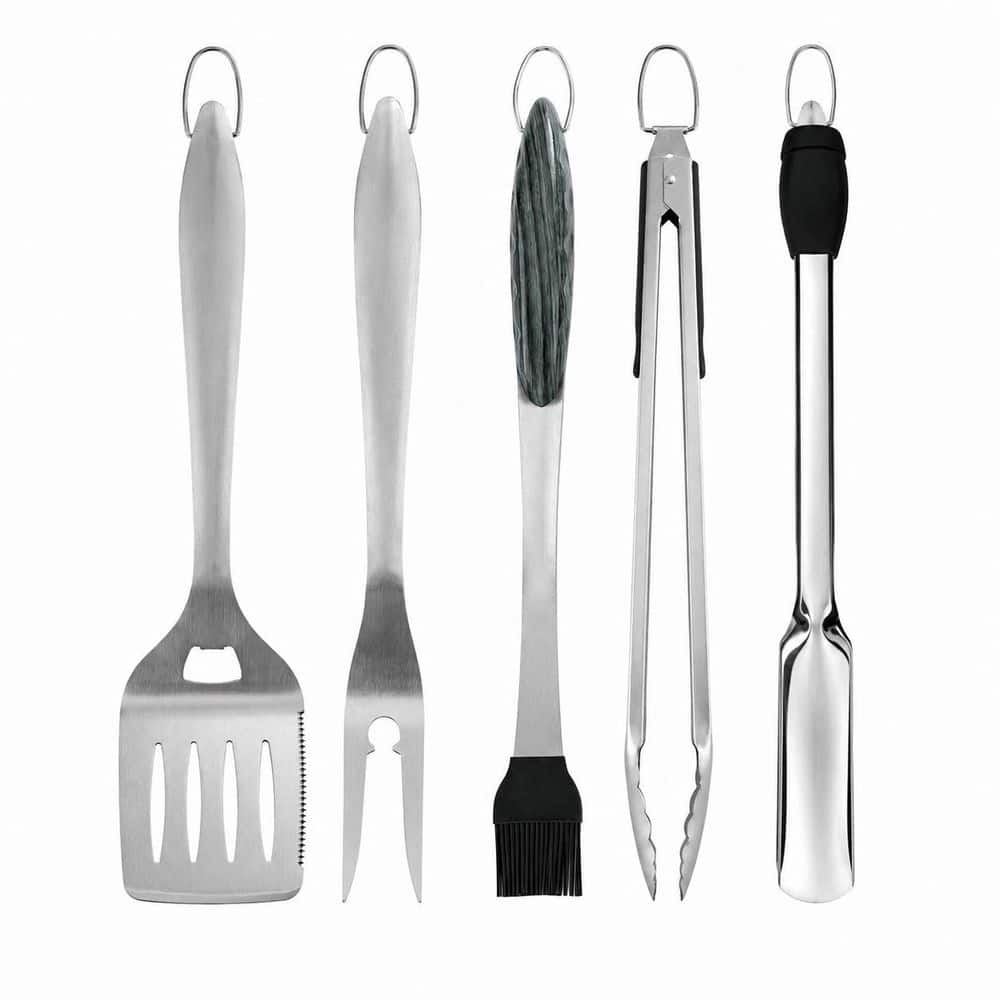 4 Piece Stainless Steel Grill Tool Set Heavy Duty BBQ Accessories with Spatula Tongs Fork Basting Brush price history on PriceWatchPro