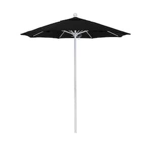 7.5 ft. White Aluminum Commercial Market Patio Umbrella with Fiberglass Ribs and Push Lift in Black Olefin