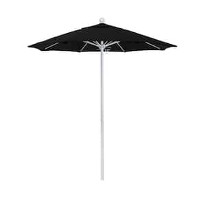 7.5 ft. White Aluminum Commercial Market Patio Umbrella with Fiberglass Ribs and Push Lift in Black Pacifica