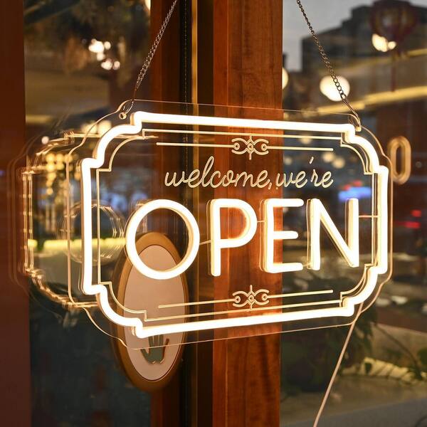 Afoxsos LED Neon Open Sign Dimmable Warm White USB Powered Indoor