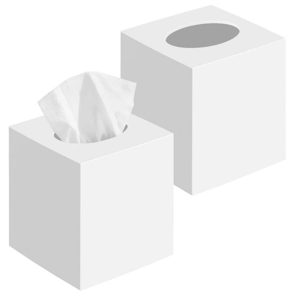 Numhew 2-Pack Square Acrylic Tissue Box Cover in White, Decorative