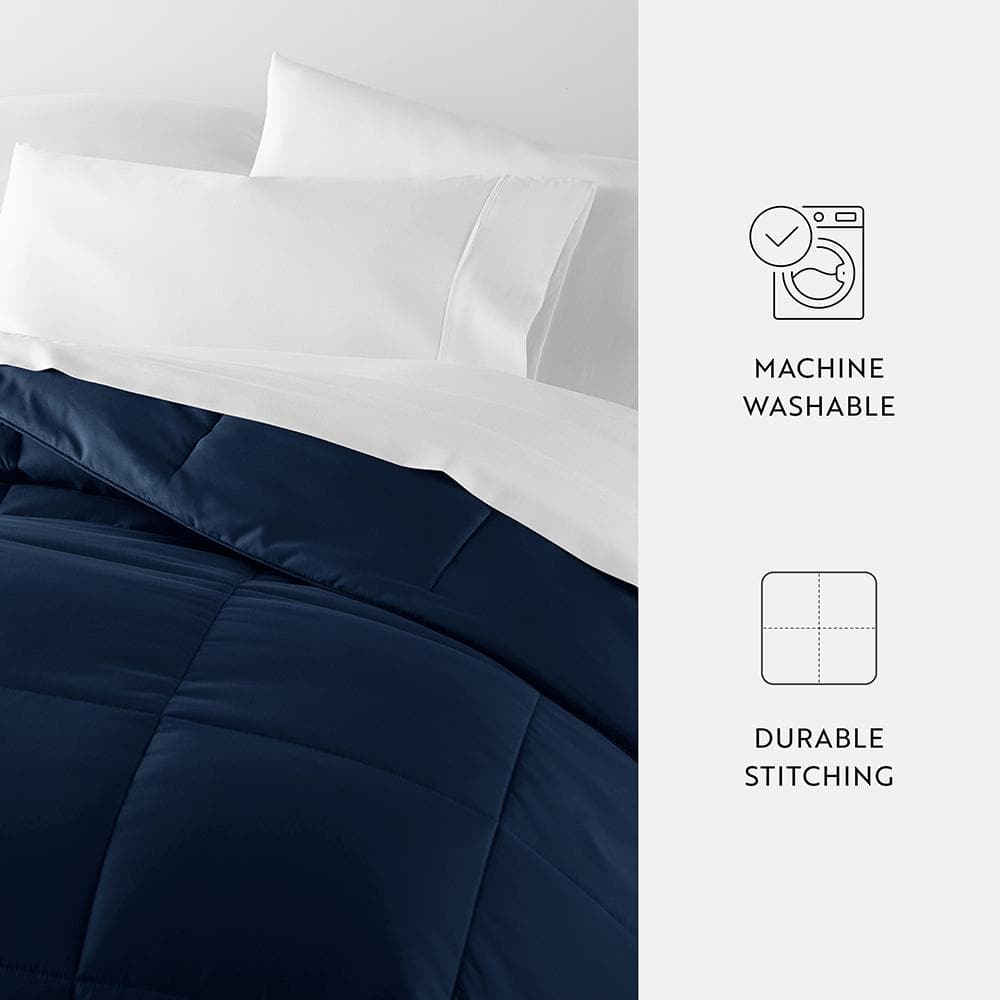 Navy King Reversible Down Alternative Microfiber Comforter Set