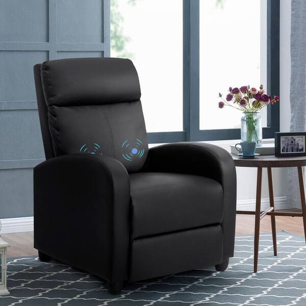 Furniwell Black Massage Recliner Pu, Faux Leather Massage Recliner Chair Black