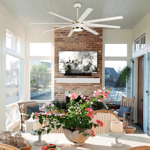72 in. Smart Indoor White Metal Low Profile Standard Ceiling Fan Light with Bright Integrated LED with Remote Control