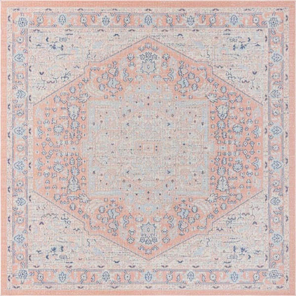 Unique Loom Whitney Milano Powder Pink 7 ft. 10 in. x 7 ft. 10 in. Area Rug