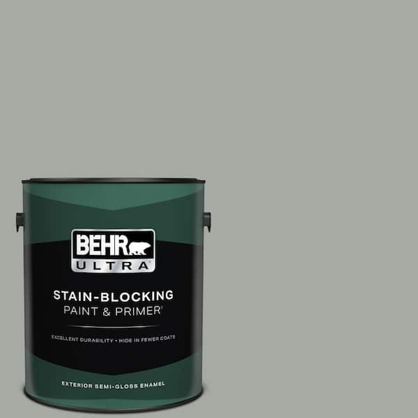 BEHR ULTRA 1 gal. #ECC-35-1 Silver Clouds Semi-Gloss Enamel Exterior Paint & Primer