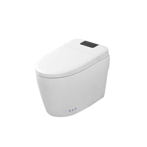 Elongated Bidet Toilet 1.28 GPF in White with Foot Sensor, Self-Cleaning Nozzle, Heated Seat, Remote Control