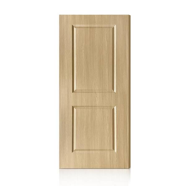 CALHOME 30 in. x 85 in. 2 Panel Hollow Core Oak Finished PVC Composite Interior Sliding Barn Door with Hardware Kit