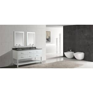 London 72 in. W x 22 in. D Vanity in White with Quartz Vanity Top in Gray with White Basin and Mirror