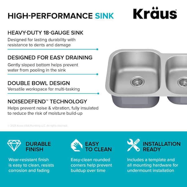 Premier Undermount Stainless Steel 32 in. 60/40 Double Bowl Kitchen Sink Premier Undermount Stainless Steel 32 in. 60/40 Double Bowl Kitchen Sink
