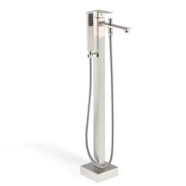 Single-Handle Claw Foot Freestanding Tub Faucet with Hand Shower in Brushed Nickel