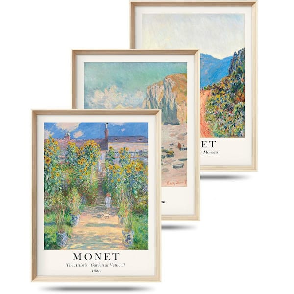 Monet Impressionism 3 Piece Framed Poster 16 in. x 12 in.