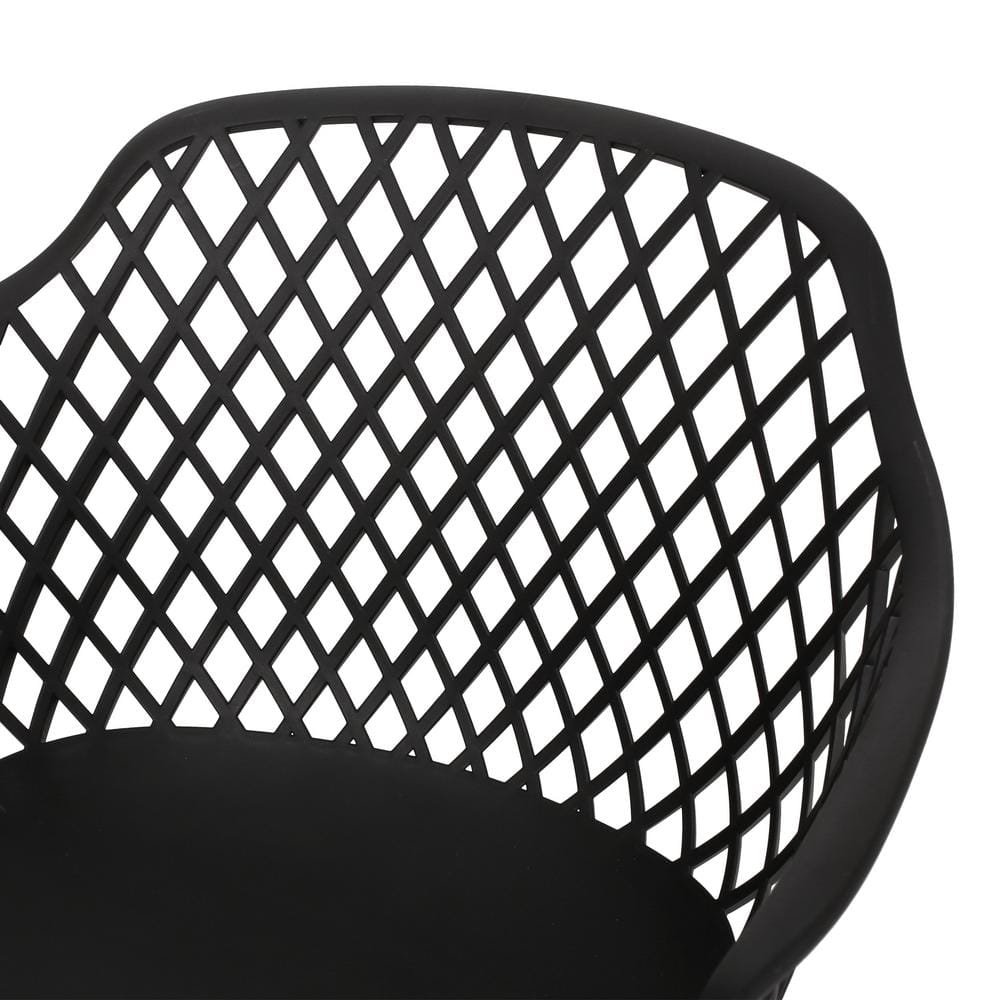 Black Polypropylene Resin Outdoor Dining Chairs, Set of 2