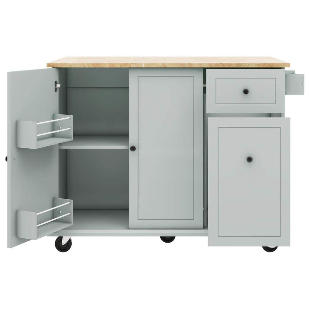 53.9 in. Outdoor Grill Cart with 3 Tier Pull Out Cabinet Organizer, Spice R