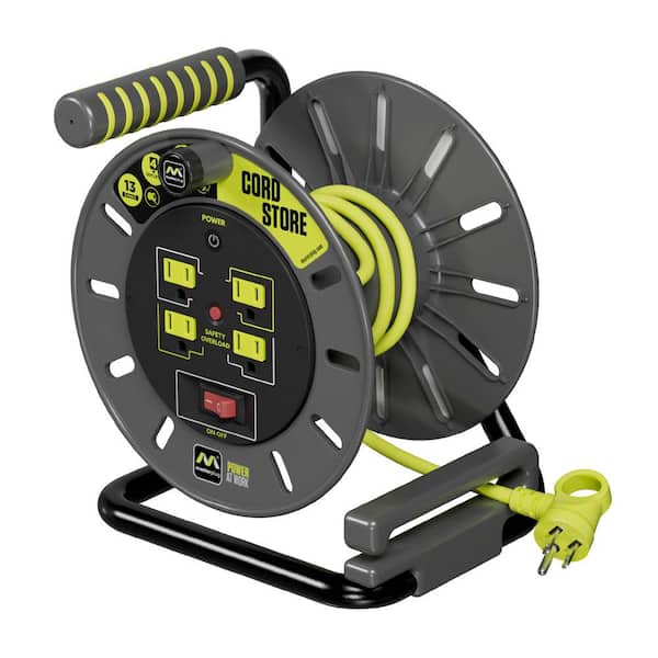 Open Reel 3 ft. 14 AWG/13Amp Extension Cord Reel with 4 Grounded Outlets