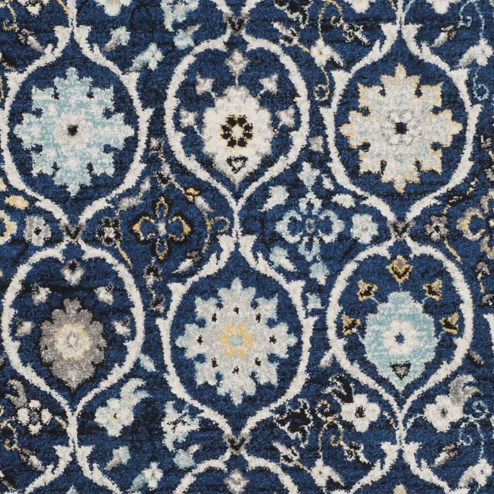 Royal Ivory Floral Motif Synthetic 9' x 12' Area Rug