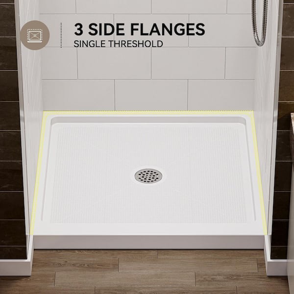 36 in. L x 36 in. W Alcove Shower Pan Base with Center Drain